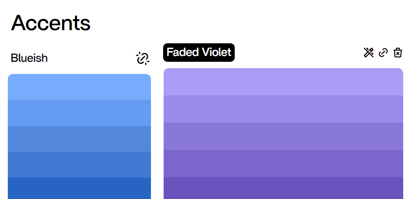 Linking multiple color hues together with a designated button